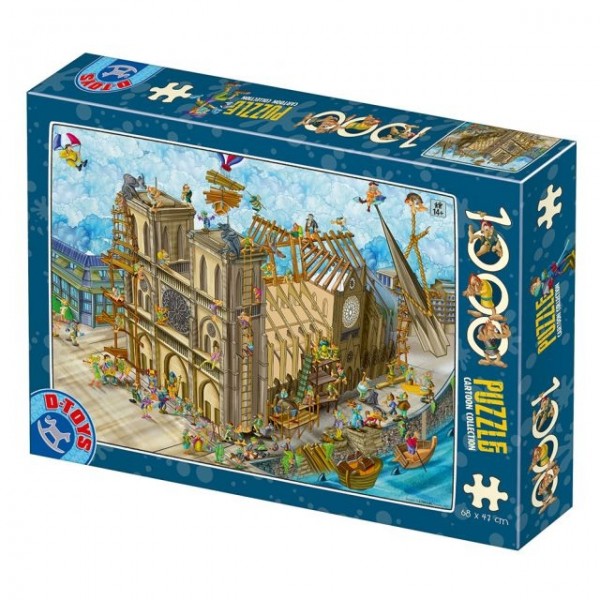 Szaleństwo podczas  odbudowy Katedry Notre Dame w Paryżu (1000el.) - Sklep Art Puzzle