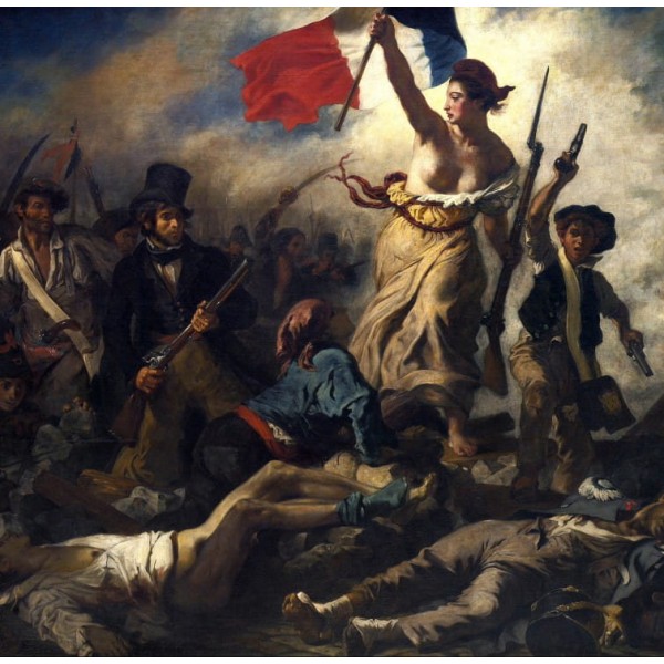 Wolność prowadząca lud na barykady, Delacroix Eugene,1830 (1000el.) - Sklep Art Puzzle